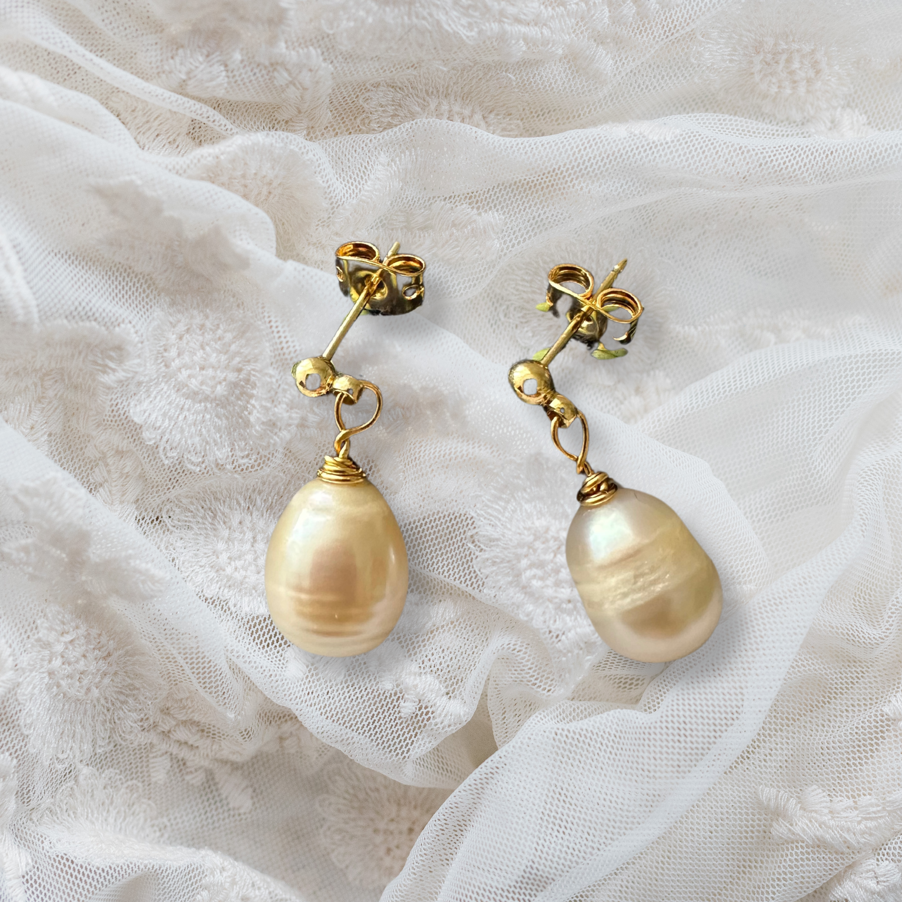 Freshwater  Pearl Drop Earrings, 1 Tier Earrings, Bridal Pearl Earrings, 24K Plated Dangle Earrings, Wedding Earrings, Bridesmaids Gifts