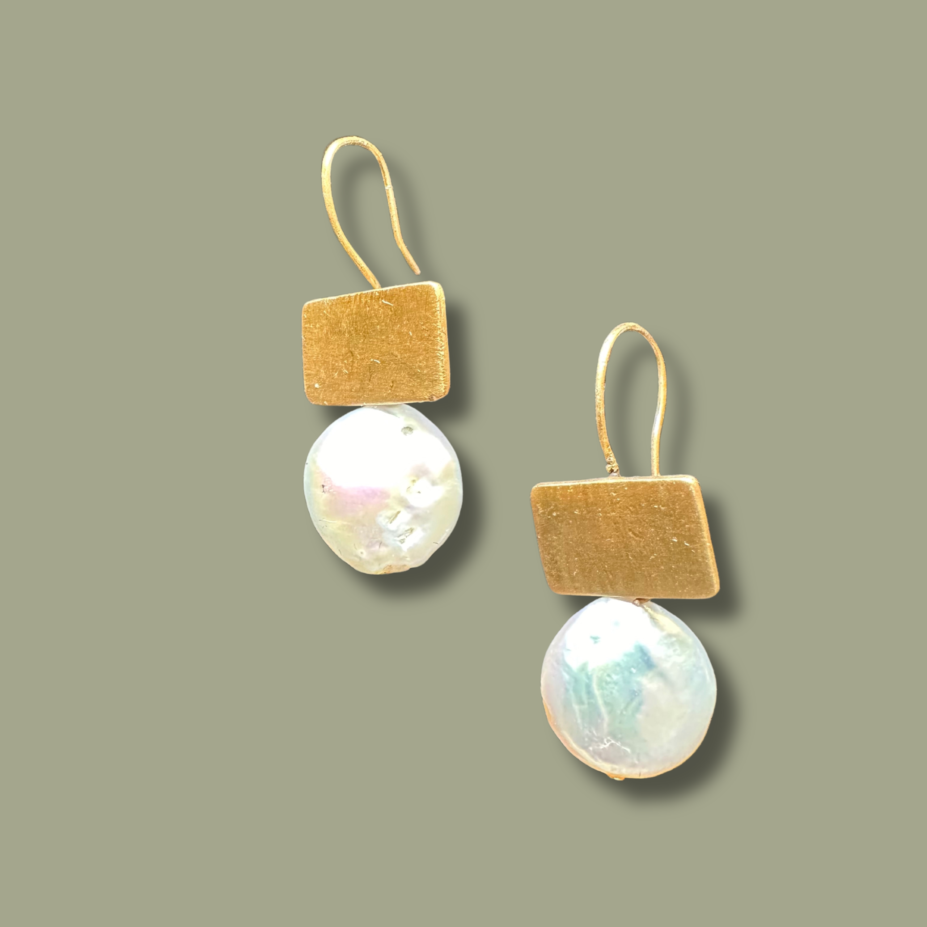 Freshwater Coin Pearl Drop Earrings Earrings, Bridal Pearl Earrings, 24K Plated Dangle Earrings, Wedding Earrings, Bridesmaid Gift, Wedding Gift