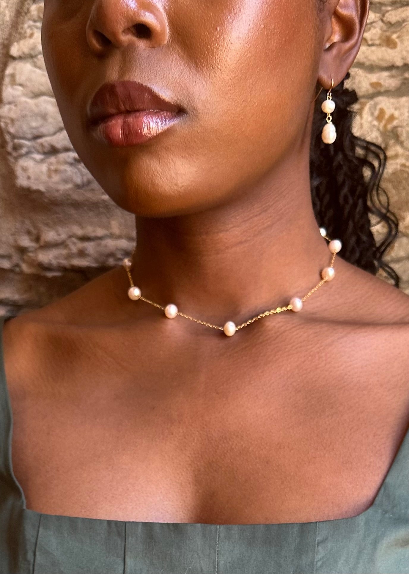 Multiple Pearl Necklace, Dainty Minimalist Pearls Choker, Bridesmaids Wedding Necklace, Birthday Gift For Her, Valentine's Gift, Round Pearls