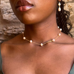 Multiple Pearl Necklace, Dainty Minimalist Pearls Choker, Bridesmaids Wedding Necklace, Birthday Gift For Her, Valentine's Gift, Round Pearls