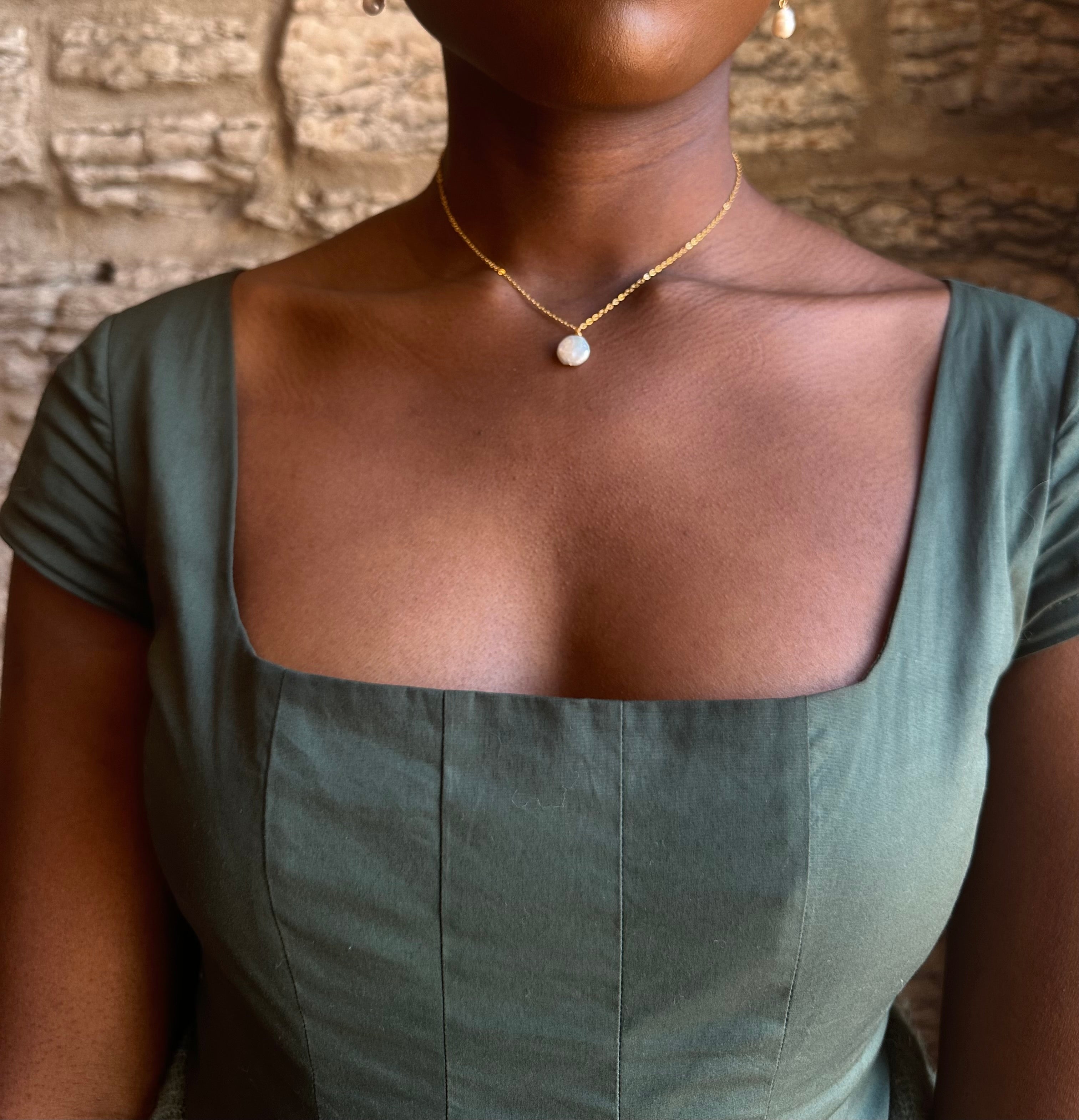 Pearl Coin Drop Necklace, Dainty Pearl Necklace, Freshwater Necklace, Pearl Choker Necklace, Bridesmaids Gift, Gift For Her.