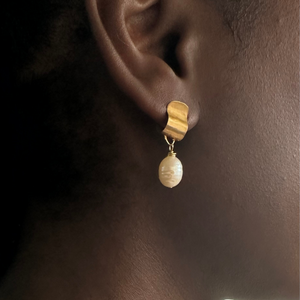 Freshwater Pearl Drop Earrings, Bridal Pearl Earrings, 24K Plated Dangle Earrings, Wedding Earrings, Bridesmaid Gift, Wedding Gift