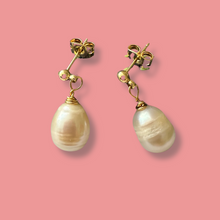 Freshwater  Pearl Drop Earrings, 1 Tier Earrings, Bridal Pearl Earrings, 24K Plated Dangle Earrings, Wedding Earrings, Bridesmaids Gifts