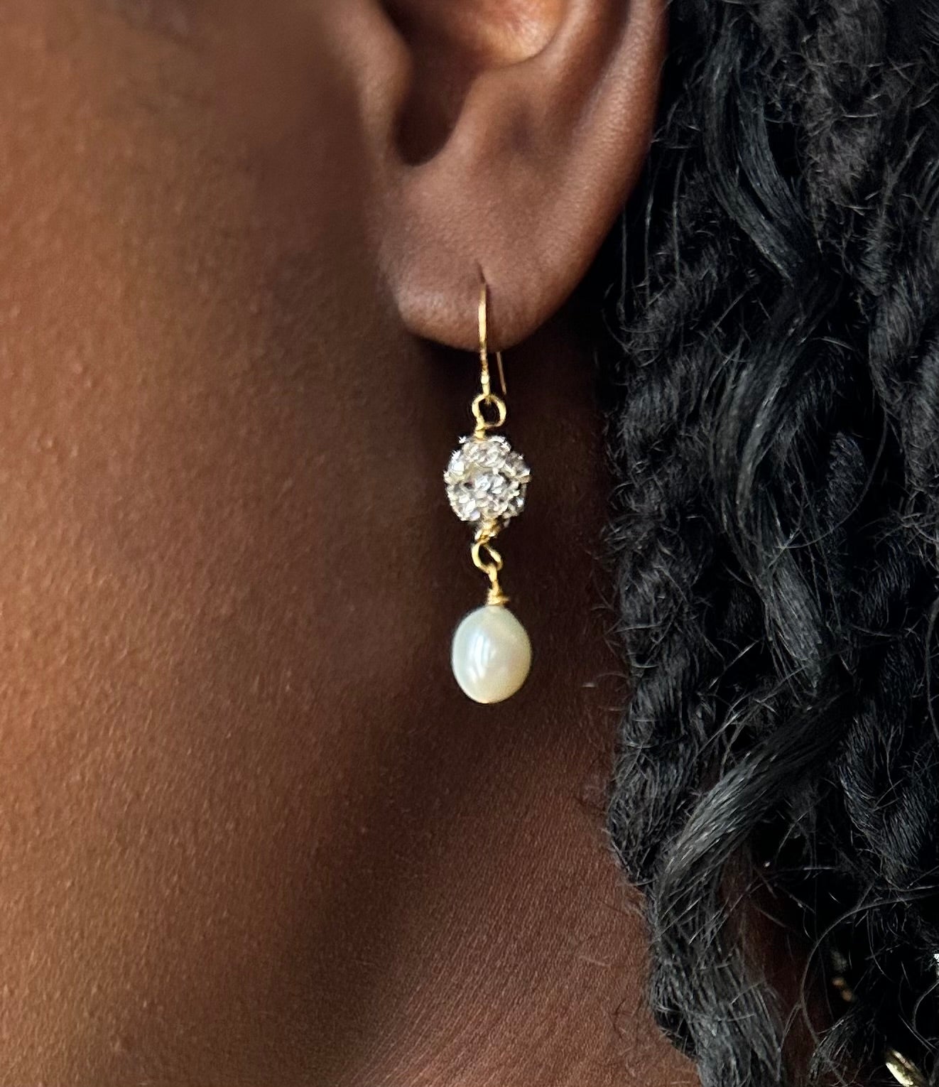 Freshwater Pearl Drop Earrings, 2 Tier Earrings (Style B), Bridal Pearl Earrings, 24K Plated Dangle Earrings, Wedding Earrings, Bridesmaids Gifts