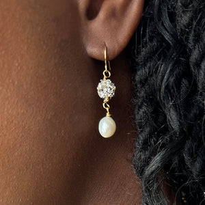 Freshwater Pearl Drop Earrings, 2 Tier Earrings (Style B), Bridal Pearl Earrings, 24K Plated Dangle Earrings, Wedding Earrings, Bridesmaids Gifts