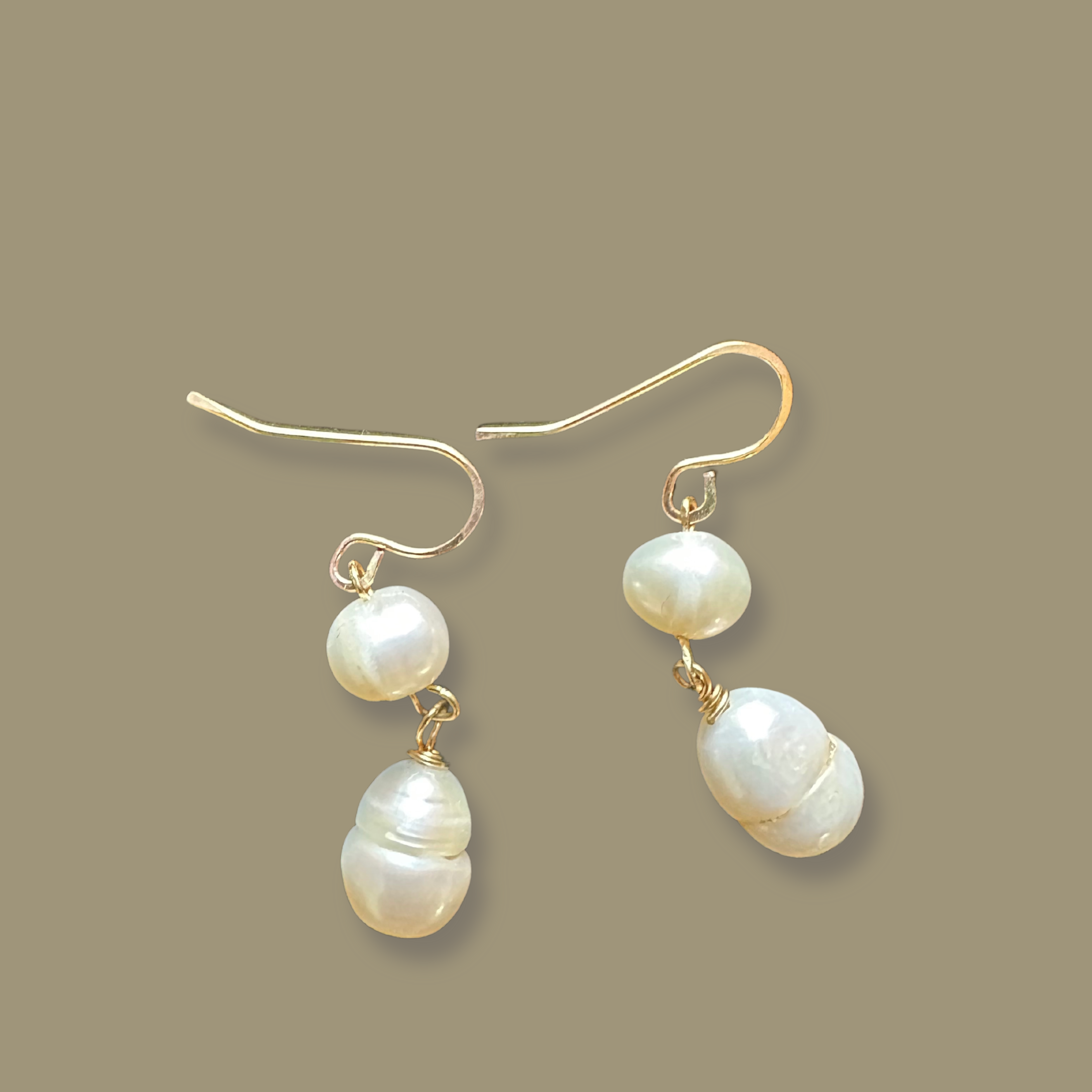 Freshwater Pearl Drop Earrings, 2 Tier Earrings (Style A), Bridal Pearl Earrings, 24K Plated Dangle Earrings, Wedding Earrings, Bridesmaids Gifts