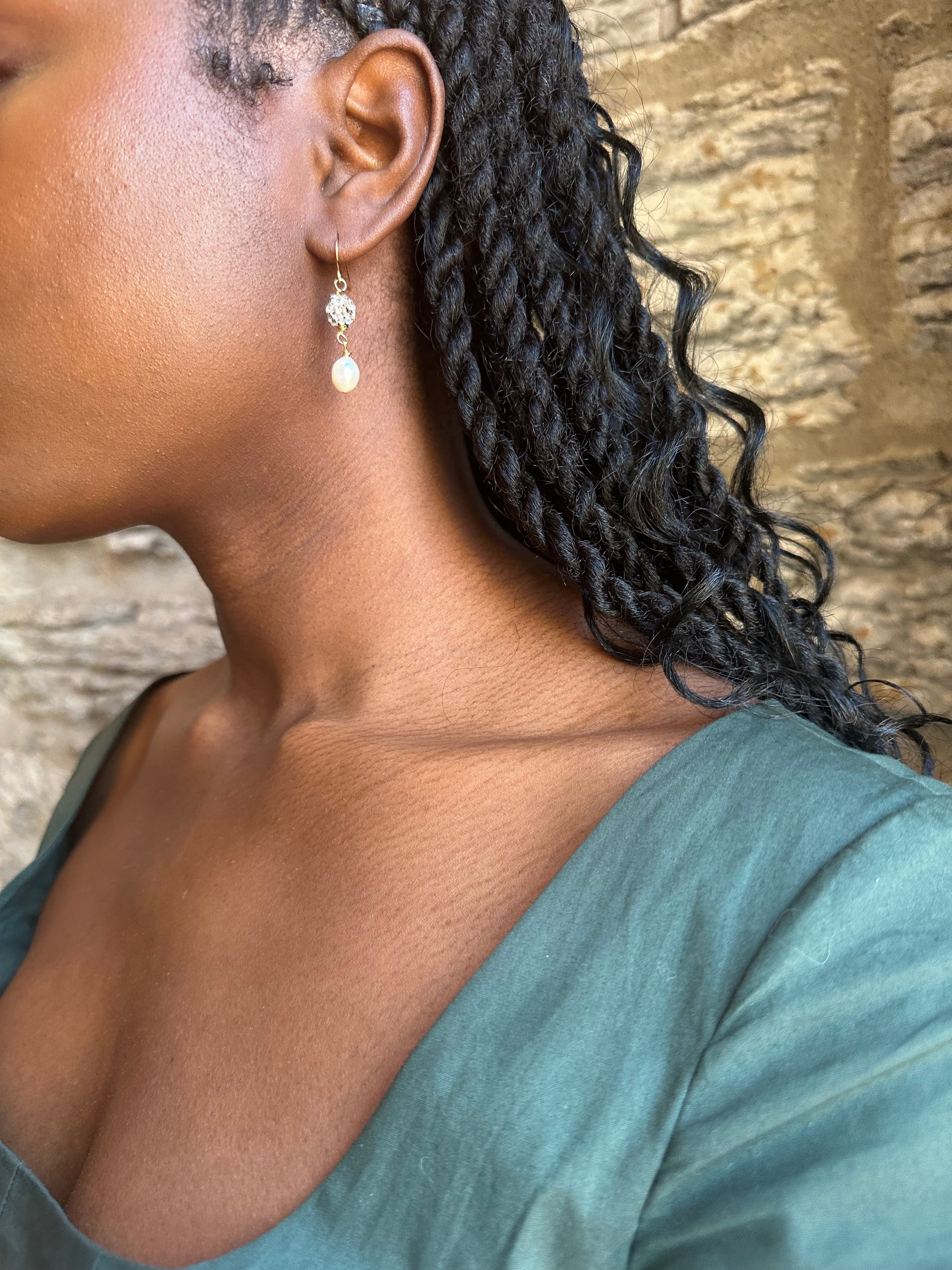 Freshwater Pearl Drop Earrings, 2 Tier Earrings (Style A), Bridal Pearl Earrings, 24K Plated Dangle Earrings, Wedding Earrings, Bridesmaids Gifts