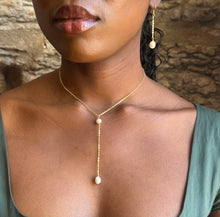 Dainty Pearl Drop Necklace, Minimalist Pearl Gold Chain Lariat, Wedding Necklace, Bridesmaids Gift, Elegant Wedding Necklace, Gift For Her