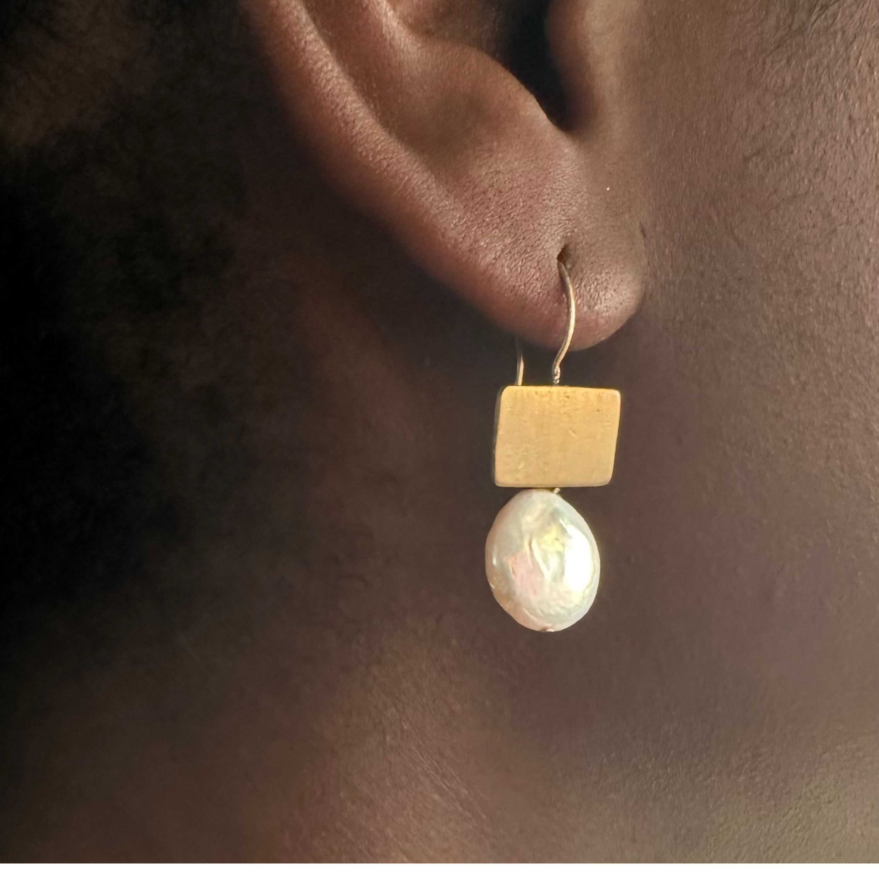 Freshwater Coin Pearl Drop Earrings Earrings, Bridal Pearl Earrings, 24K Plated Dangle Earrings, Wedding Earrings, Bridesmaid Gift, Wedding Gift