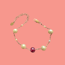 Garnet Birth Gemstone & Swarovski Pearl Adjustable Bracelet For Her