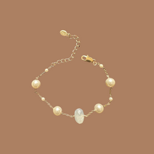 Moonstone Gemstone & Swarovski Pearls Adjustable Bracelet For Her 61/2-81/2 Inches.