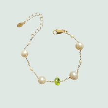 Peridot Gemstone & Swarovski Pearls Adjustable Bracelet For Women 61/-81/2 Inches.