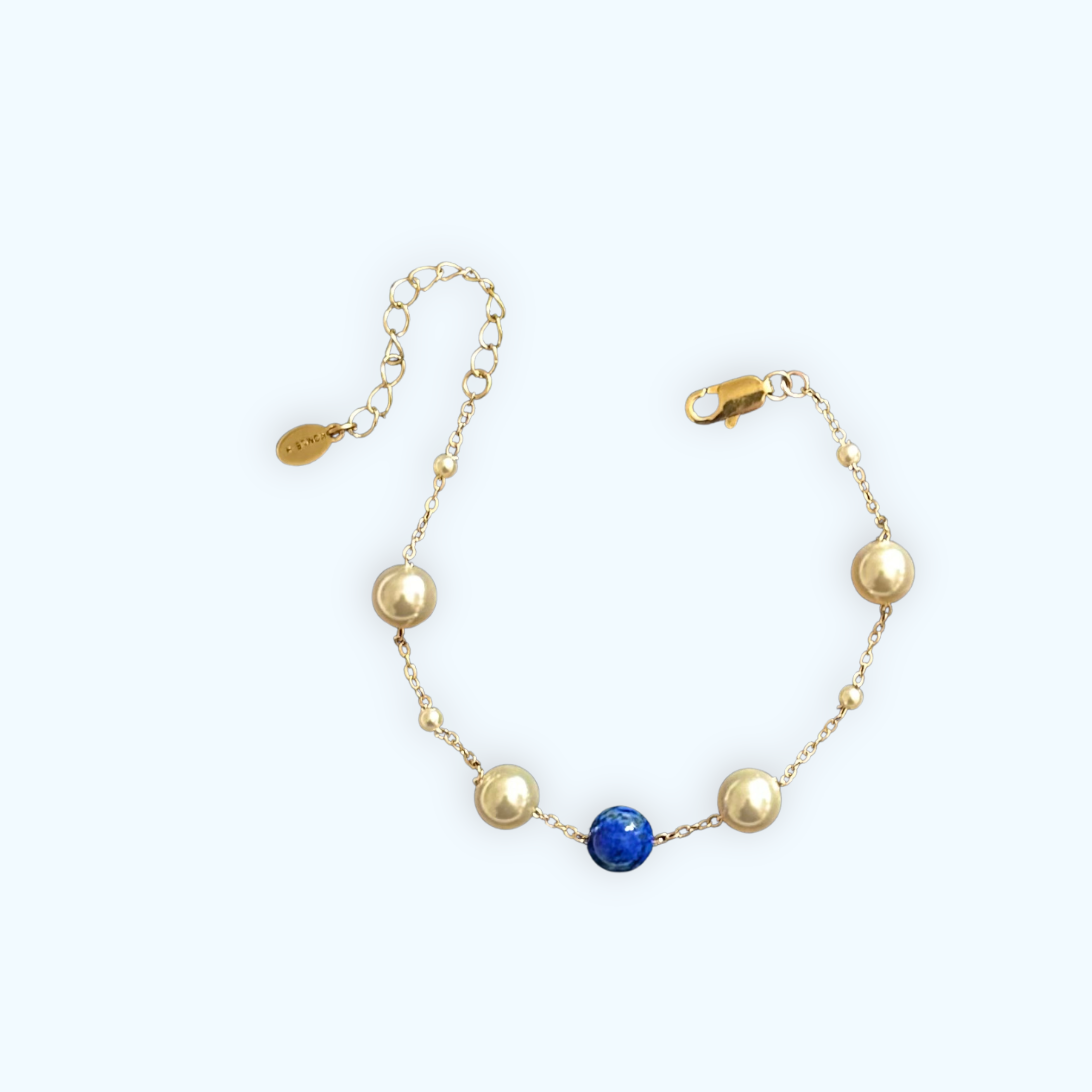 Lapis Lazuli Gemstone & Swarovski  Pearls Adjustable Bracelet 61/2-81/2 Inches.