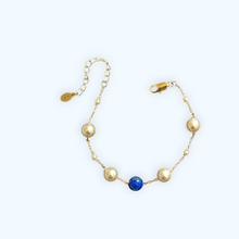 Lapis Lazuli Gemstone & Swarovski  Pearls Adjustable Bracelet 61/2-81/2 Inches.