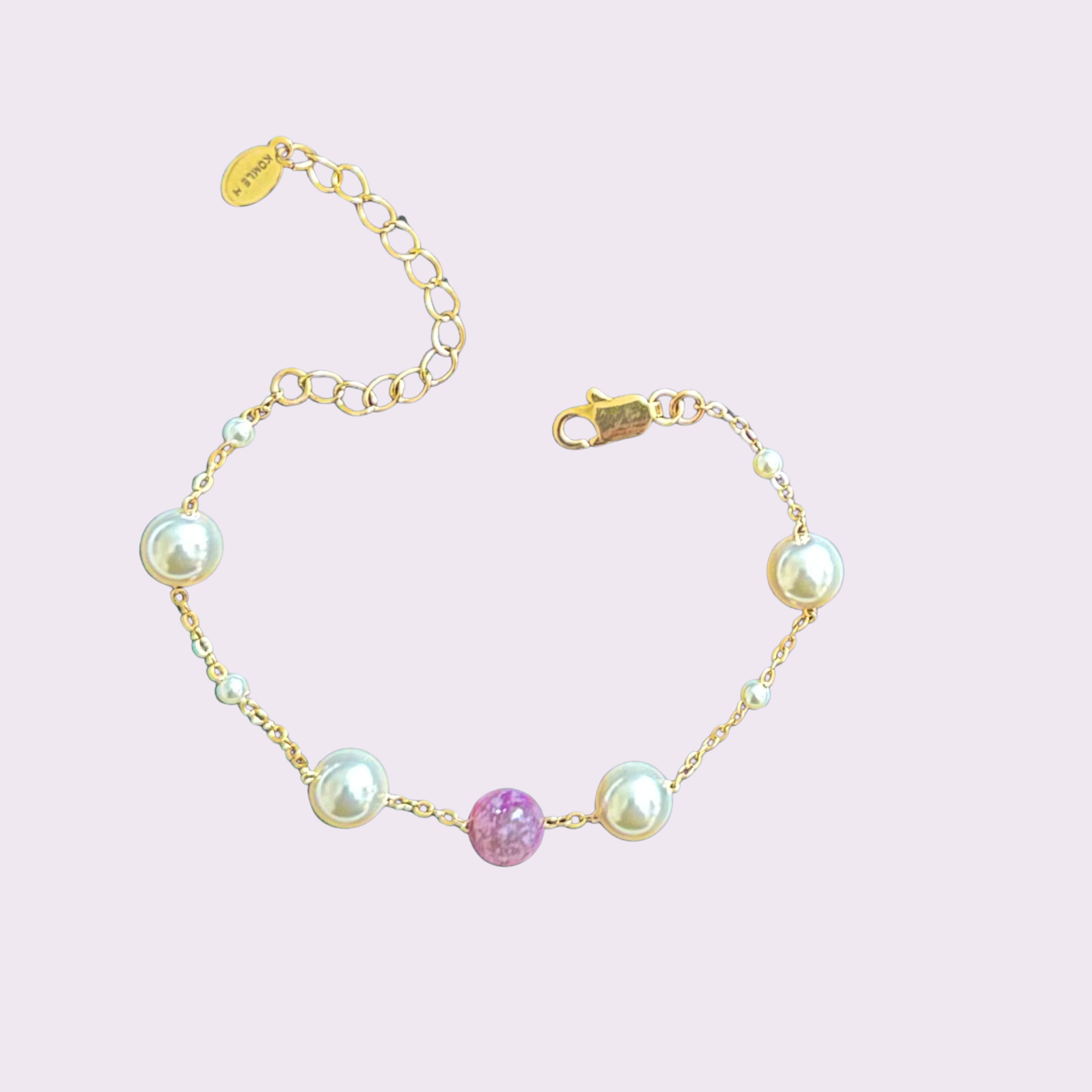 Pink Tourmaline Gemstone & Swarovski Pearls Adjustable Bracelet For Women 61/2 - 81/2 Inches.