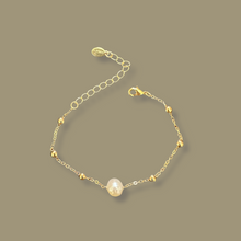 Single Pearl Bracelet, Freshwater Natural Pearl Bracelet, Bridesmaids Gift, Minimalist Pearl Gold Chain Bracelet, Gift For Her, Gift For Mom