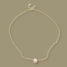 Floating Pearl Necklace, Freshwater Pearl Necklace, Dainty Pearl Necklace, Delicate Gold Chain Pearl Necklace, Wedding Necklace, Gift For Her.