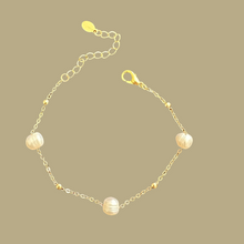 Multiple Pearl Bracelet, Freshwater Natural Pearl Bracelet, Bridesmaids Gift, Minimalist Pearl Gold Chain Bracelet, Gift For Her, Gift For Mom