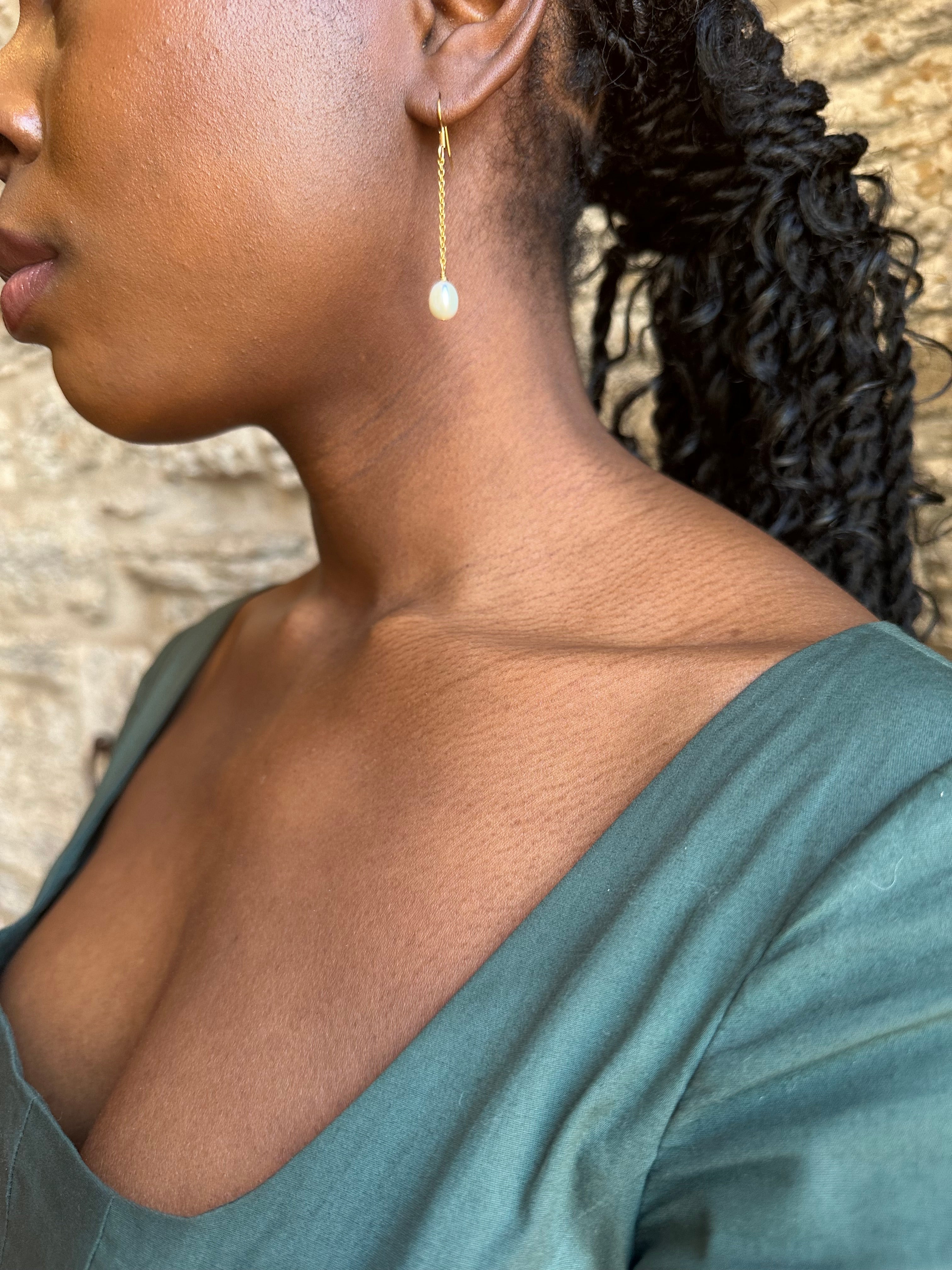 Freshwater Pearl Dangle Drop Earrings, Bridal Pearl Earrings, 24K Plated Dangle Earrings, Wedding Earrings, Bridesmaid Gift, Gift For Her