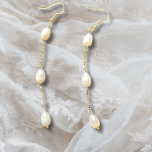 Freshwater Pearl Drop Earrings, 3 Tier Earrings, Bridal Pearl Earrings, 24K Plated Dangle Earrings, Wedding Earrings, Bridesmaids Gifts