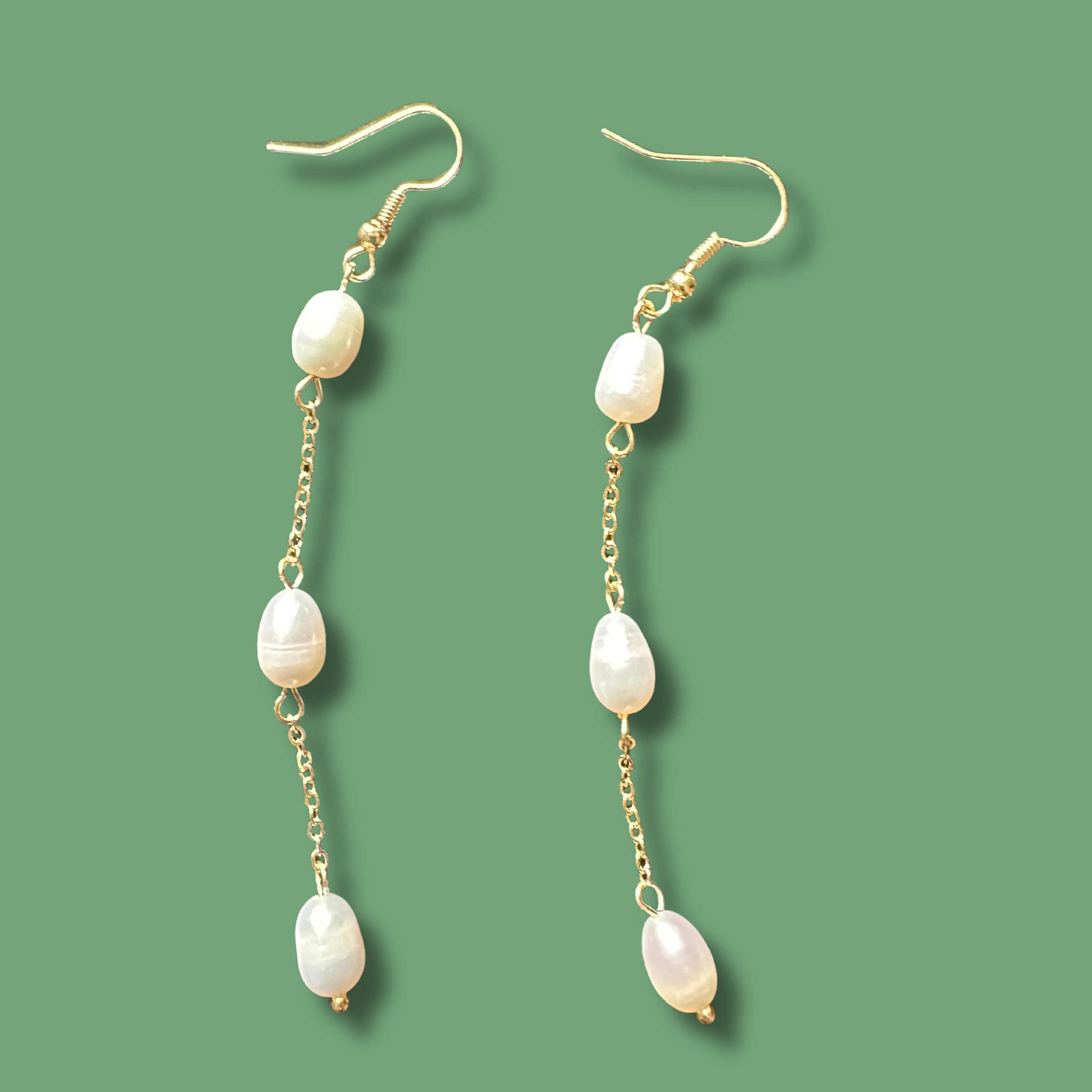 Freshwater Pearl Drop Earrings, 3 Tier Earrings, Bridal Pearl Earrings, 24K Plated Dangle Earrings, Wedding Earrings, Bridesmaids Gifts