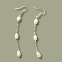 Freshwater Pearl Drop Earrings, 3 Tier Earrings, Bridal Pearl Earrings, 24K Plated Dangle Earrings, Wedding Earrings, Bridesmaids Gifts