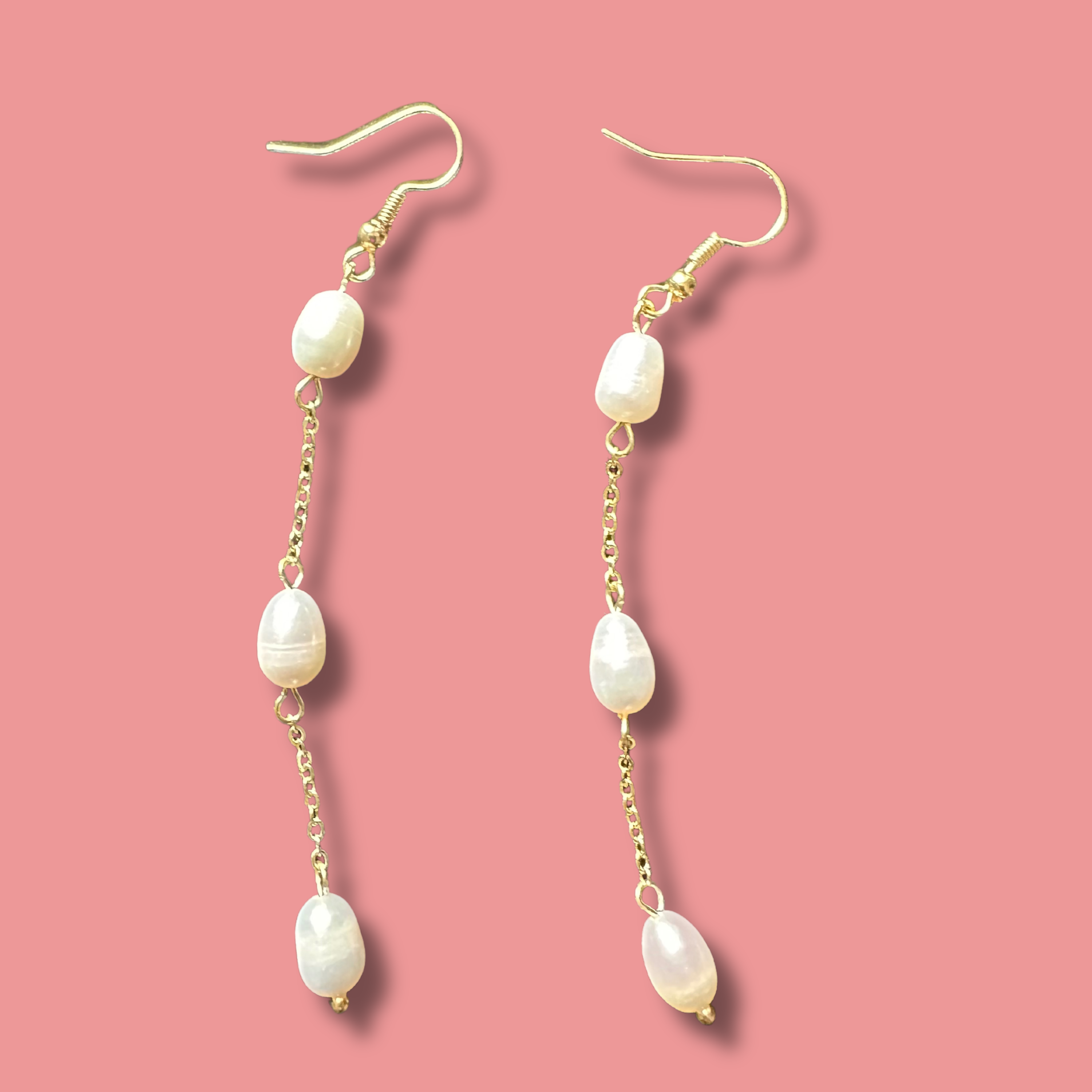 Freshwater Pearl Drop Earrings, 3 Tier Earrings, Bridal Pearl Earrings, 24K Plated Dangle Earrings, Wedding Earrings, Bridesmaids Gifts