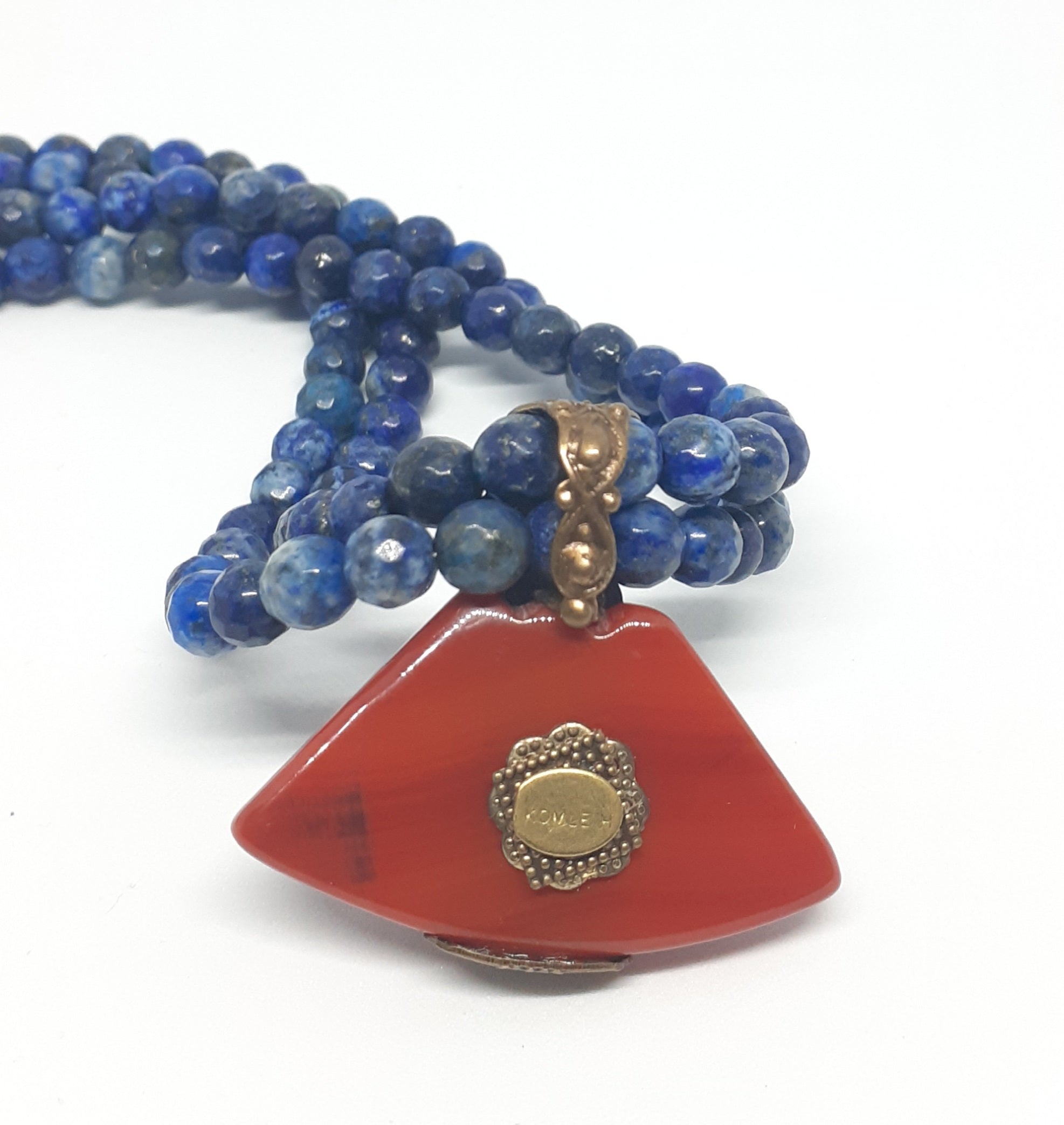 Double Stranded Lapis Statement Necklace