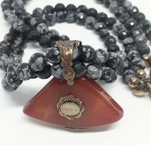 Double Stranded Snowflake Obsidian Necklace