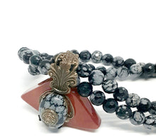 Double Stranded Snowflake Obsidian Necklace