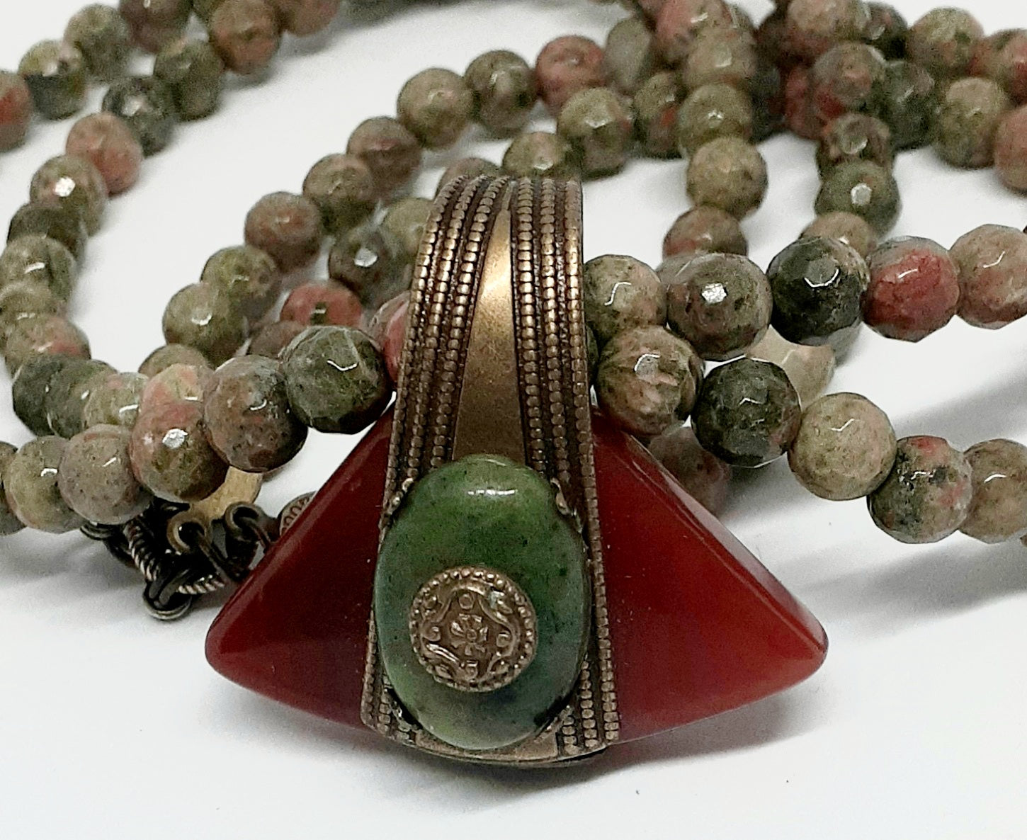 Unakite Double Stranded Statement Necklace