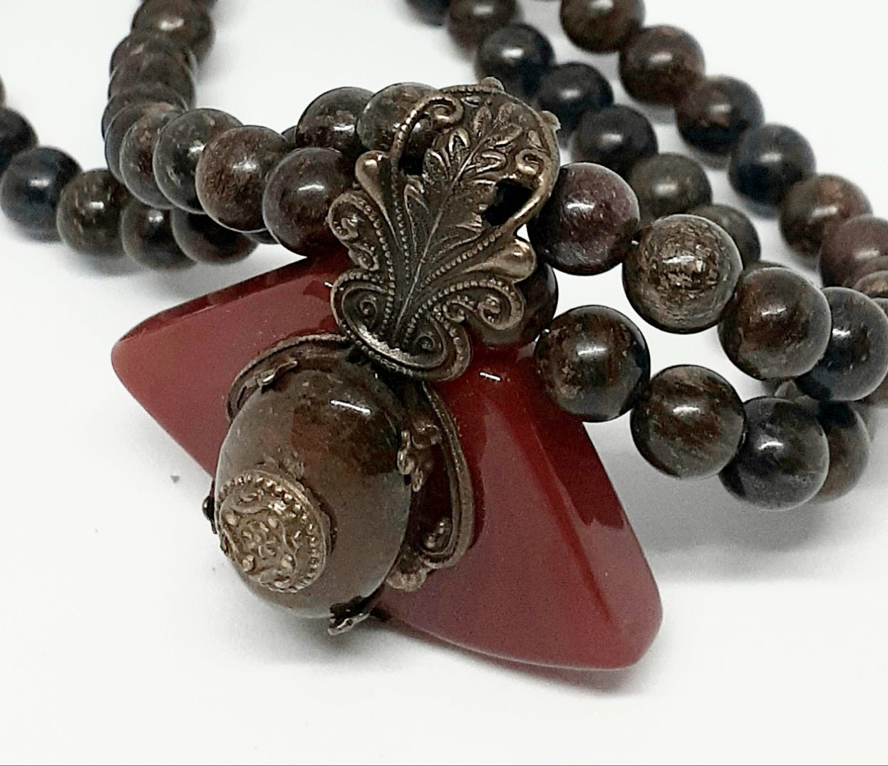 Brown Double Stranded Gemstone Necklace
