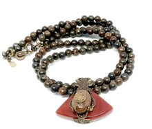 Brown Double Stranded Gemstone Necklace