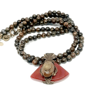 Brown Double Stranded Gemstone Necklace