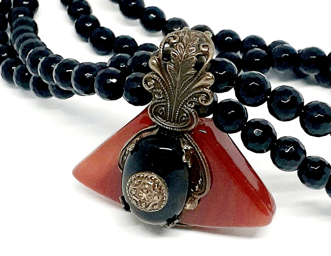 Black Beaded Statement Necklace