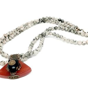 Double Stranded Light Snowflake Obsidian Necklace