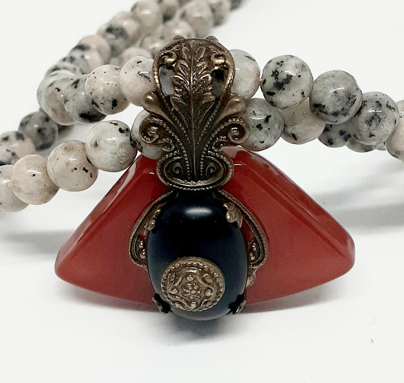 Double Stranded Light Snowflake Obsidian Necklace