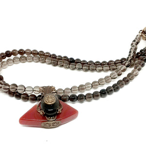 Double Stranded Smoky Quartz Beaded Necklace