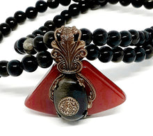 Gold Double Stranded Obsidian Necklace