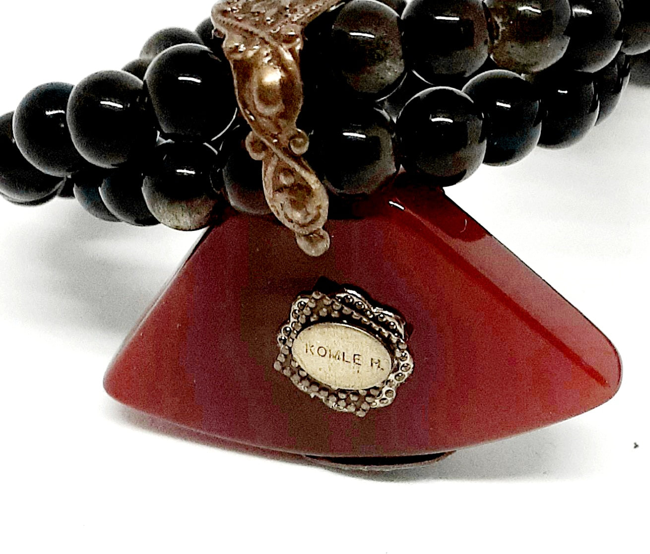 Gold Double Stranded Obsidian Necklace