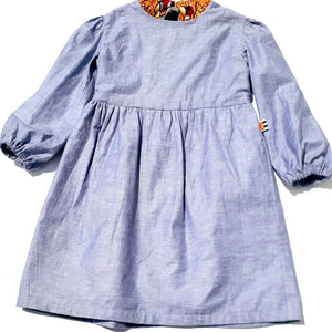 Girl's Chambray Ankara Dress