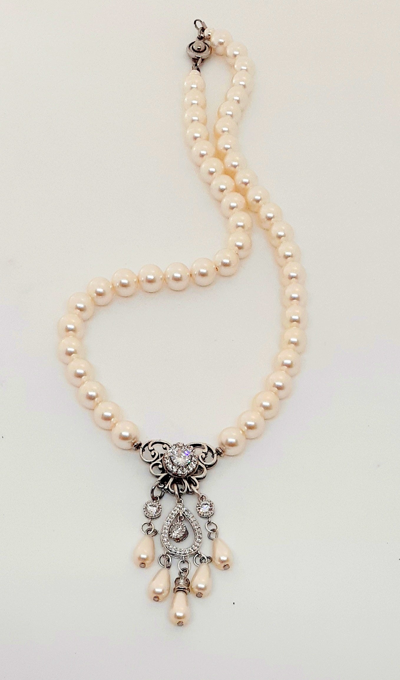Angelina Pearl and Cubic Zirconia Necklace