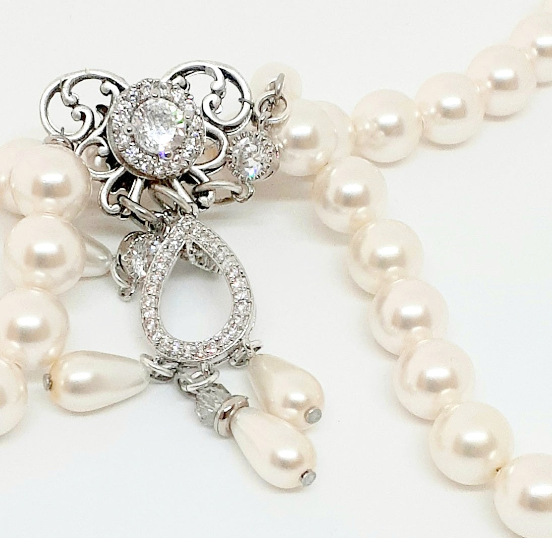 Angelina Pearl and Cubic Zirconia Necklace