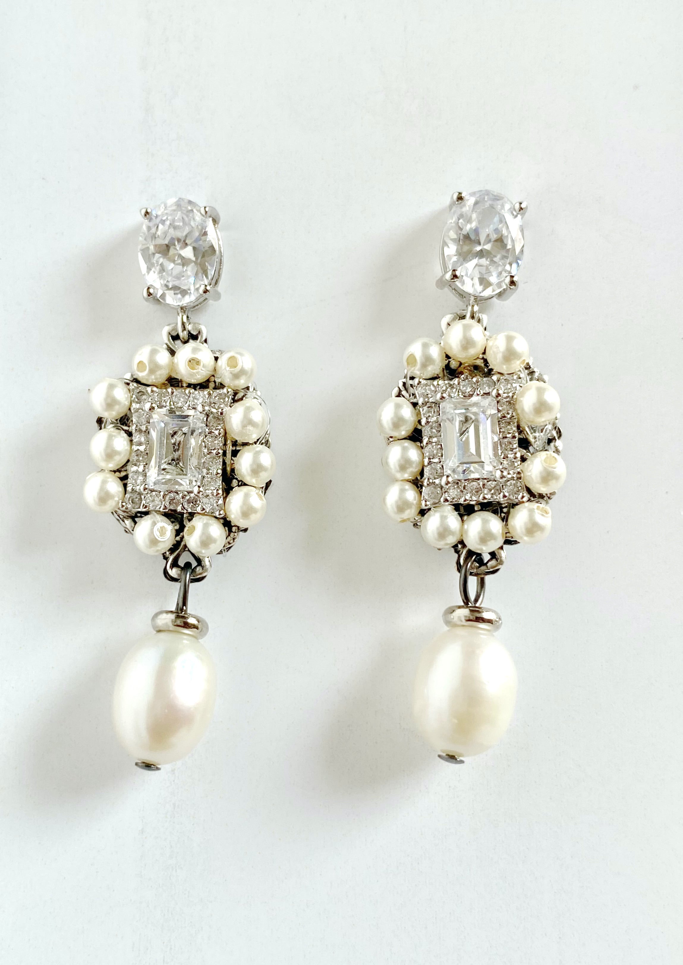 Anya Pearl Drop and Cubic Zirconia Earrings