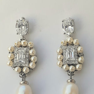 Anya Pearl Drop and Cubic Zirconia Earrings