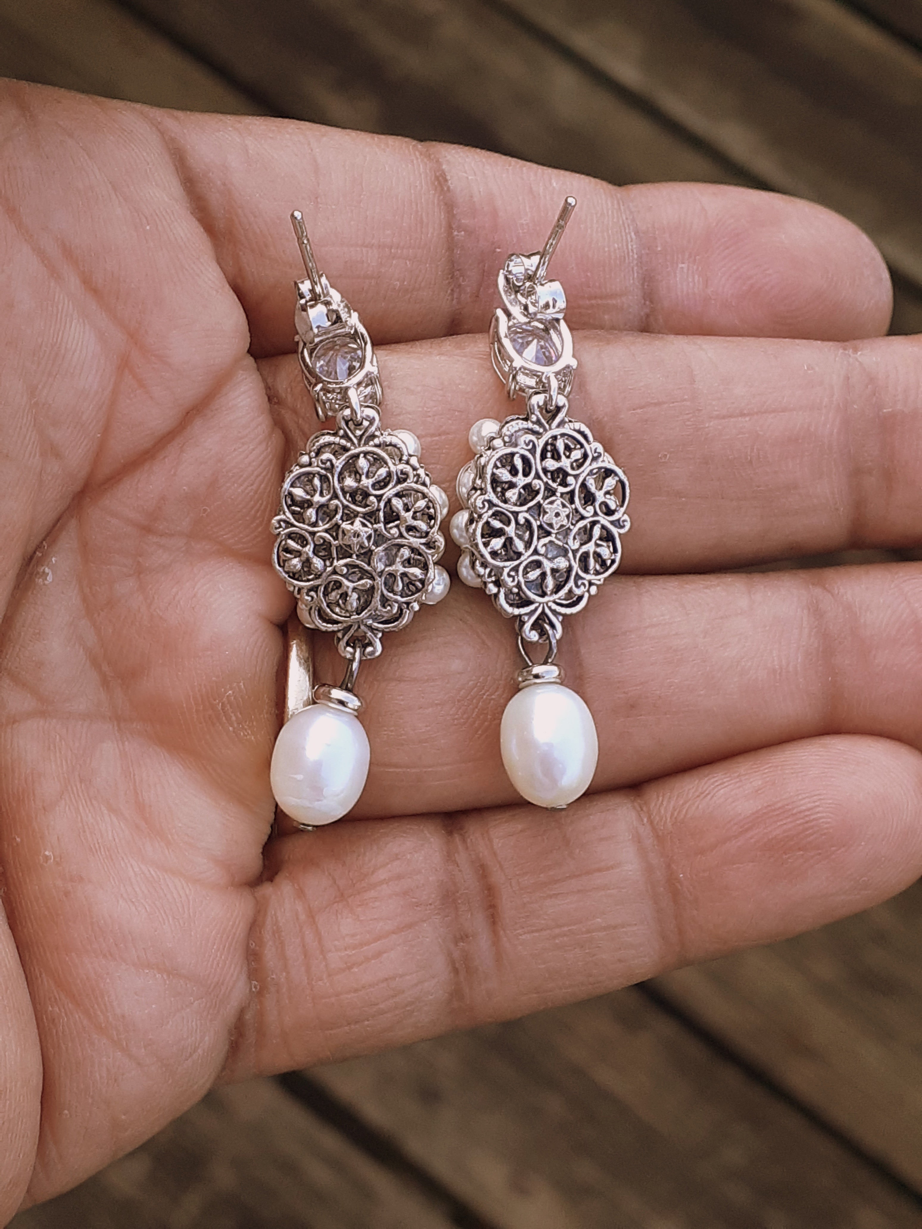 Anya Pearl Drop and Cubic Zirconia Earrings