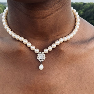 Anya Pearl Drop and Cubic Zirconia Necklace