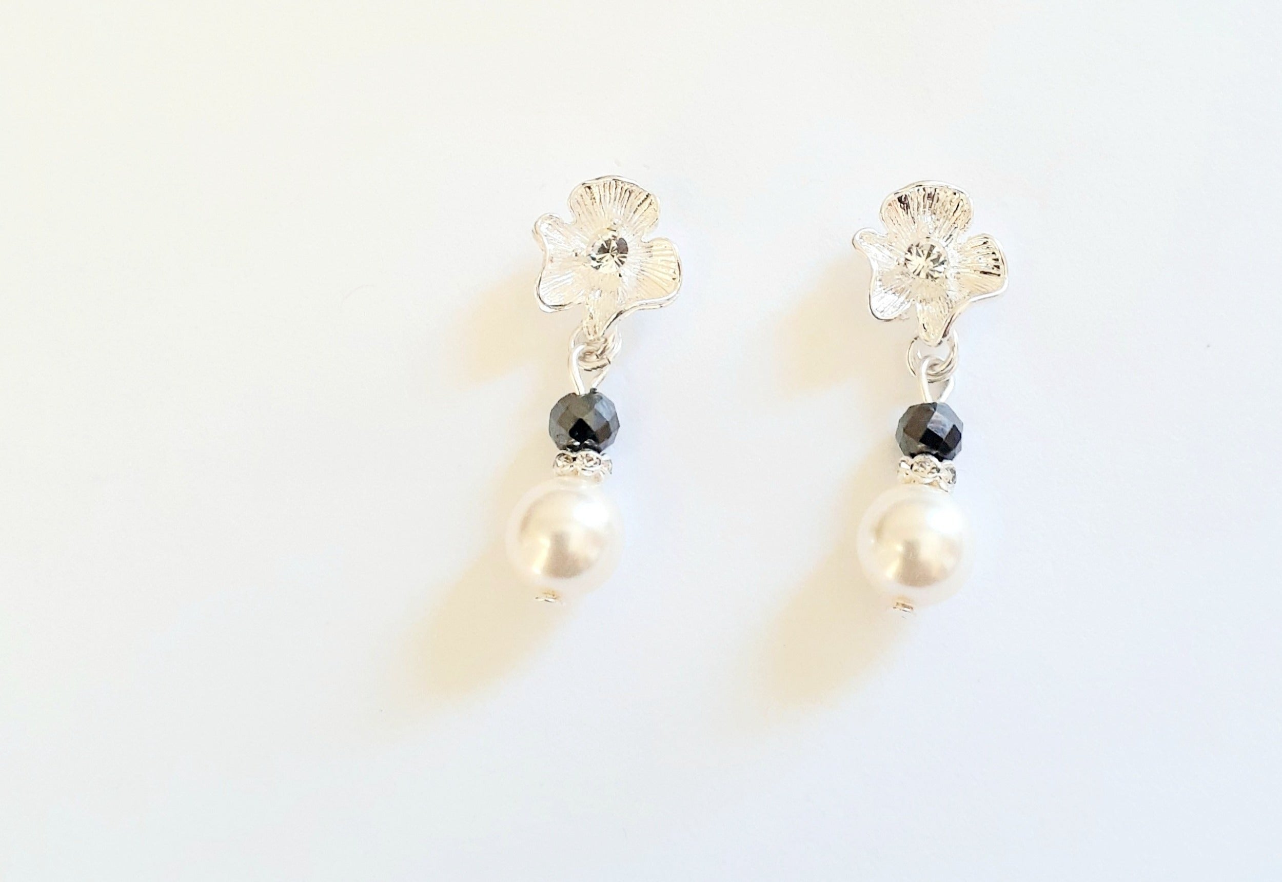Black Diamond Florence Pearl Silver Plated Earrings