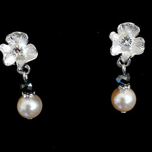 Black Diamond Florence Pearl Silver Plated Earrings