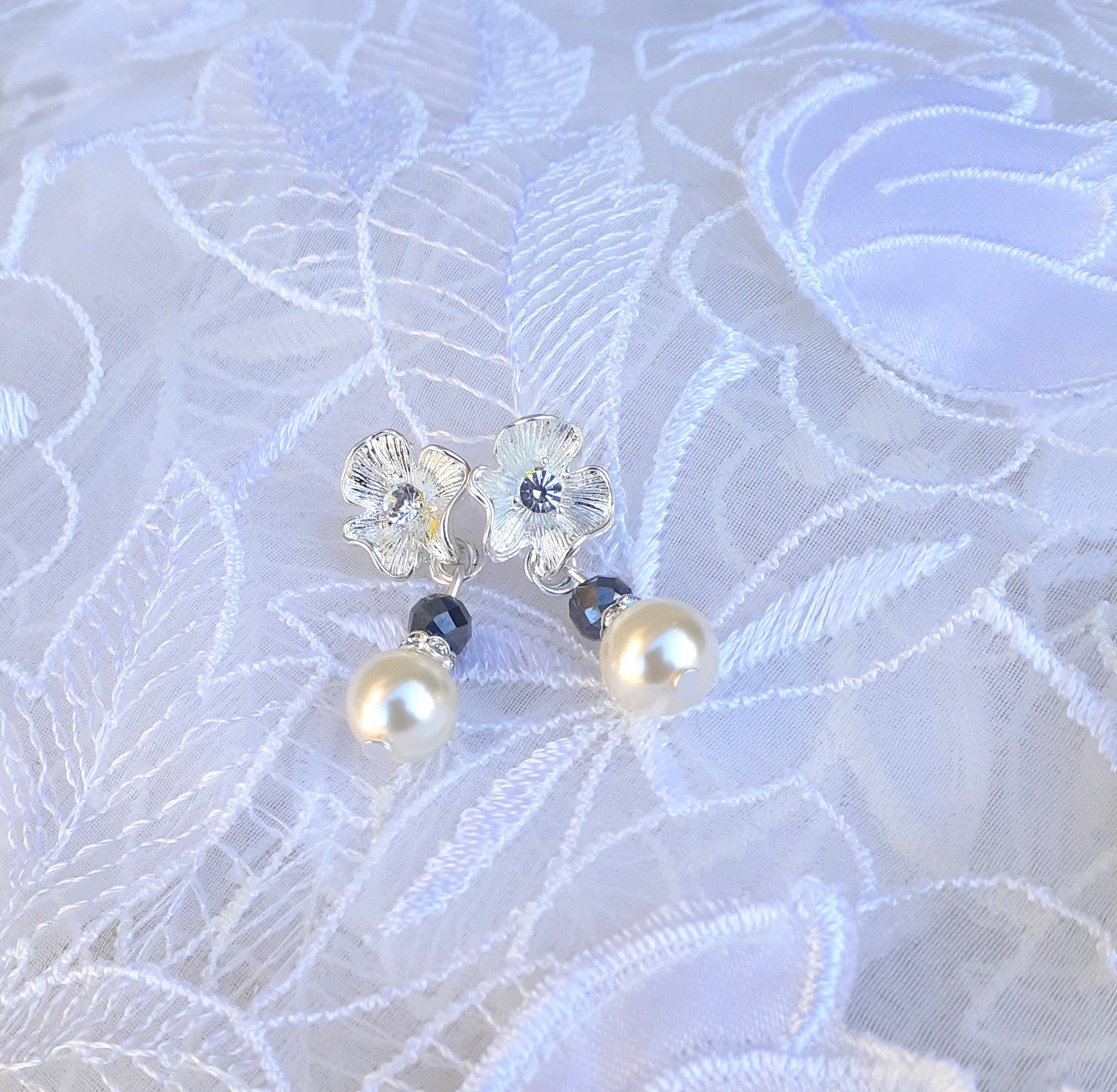 Black Diamond Florence Pearl Silver Plated Earrings